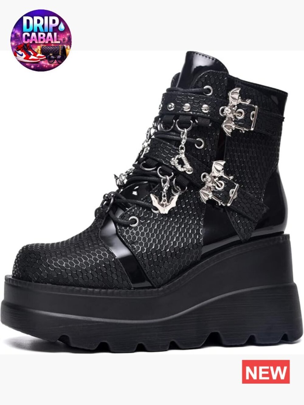 Platform Goth Chunky Combat Ankle Boots Lace Up Side Zip